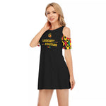 KENTE BUTAN BLC Women's Cold Shoulder O-neck Dress | Cotton