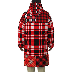 FLEXIN PLAID RED Unisex Long Down Jacket