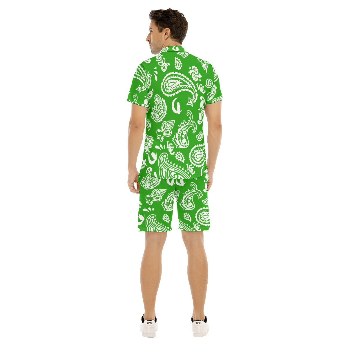 BANDANA PAISLEY GREEN Men's Short Sleeve Shirt Sets