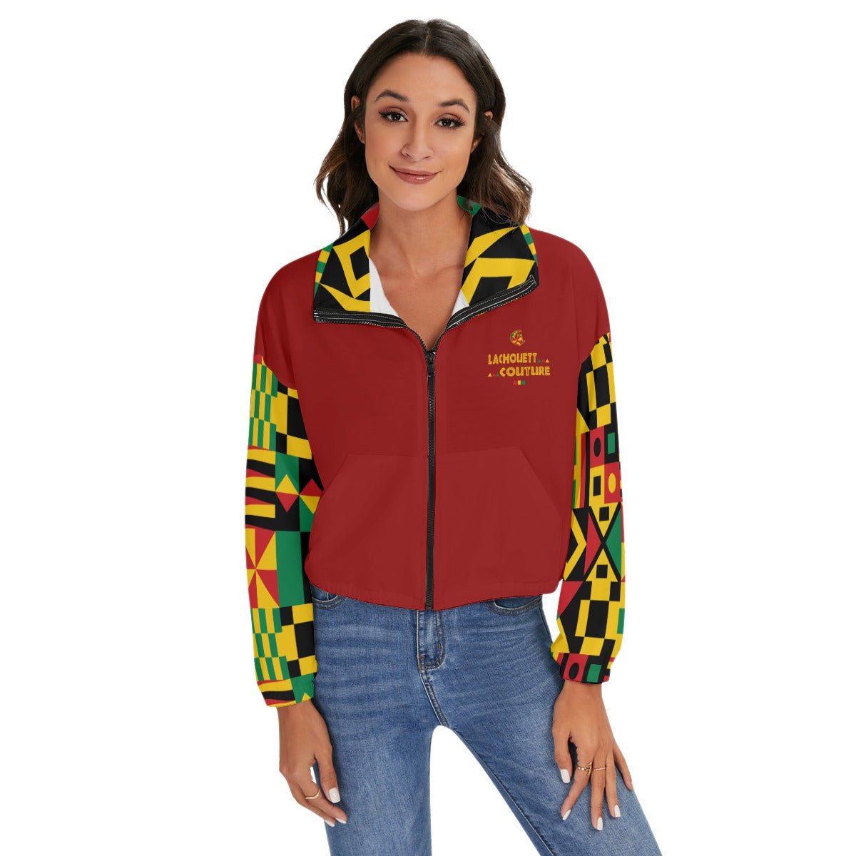 KENTE BUTAN RED Women's Zip Jacket