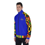 KENTE BUTAN BLUE Men's Stand Collar Jacket