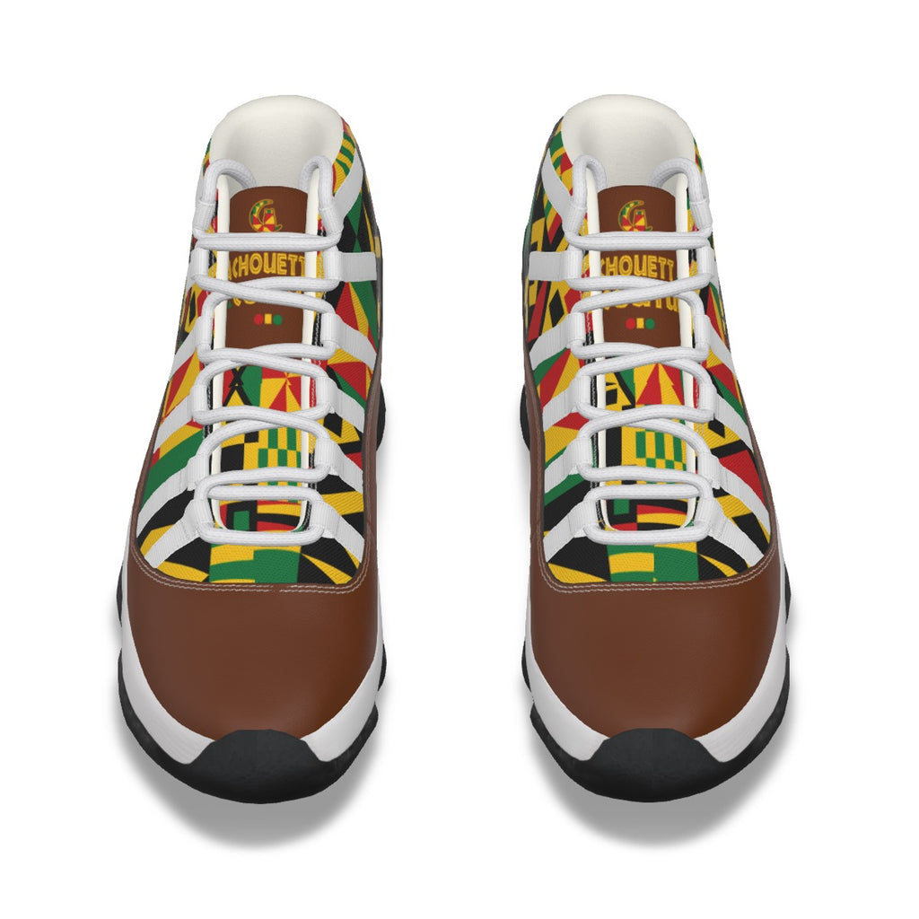 KENTE BUTAN BROWN High Top Basketball Shoes