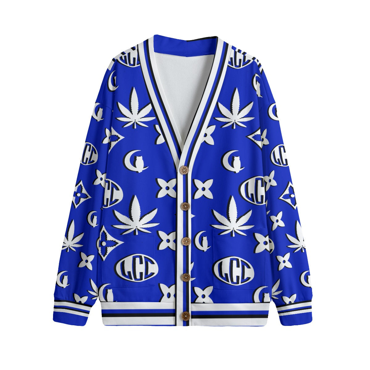 WEEDY LCC BLUE Unisex V-neck Cardigan With Button Closure