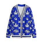 WEEDY LCC BLUE Unisex V-neck Cardigan With Button Closure