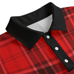 PLAID STYLE RED Unisex Lapel Collar Sweater