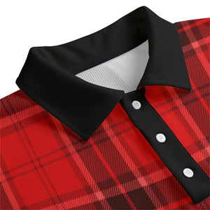 PLAID STYLE RED Unisex Lapel Collar Sweater