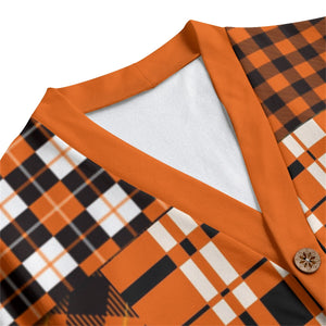 FLEXIN FLANNEL OrangeUnisex Cardigan With Button Closure