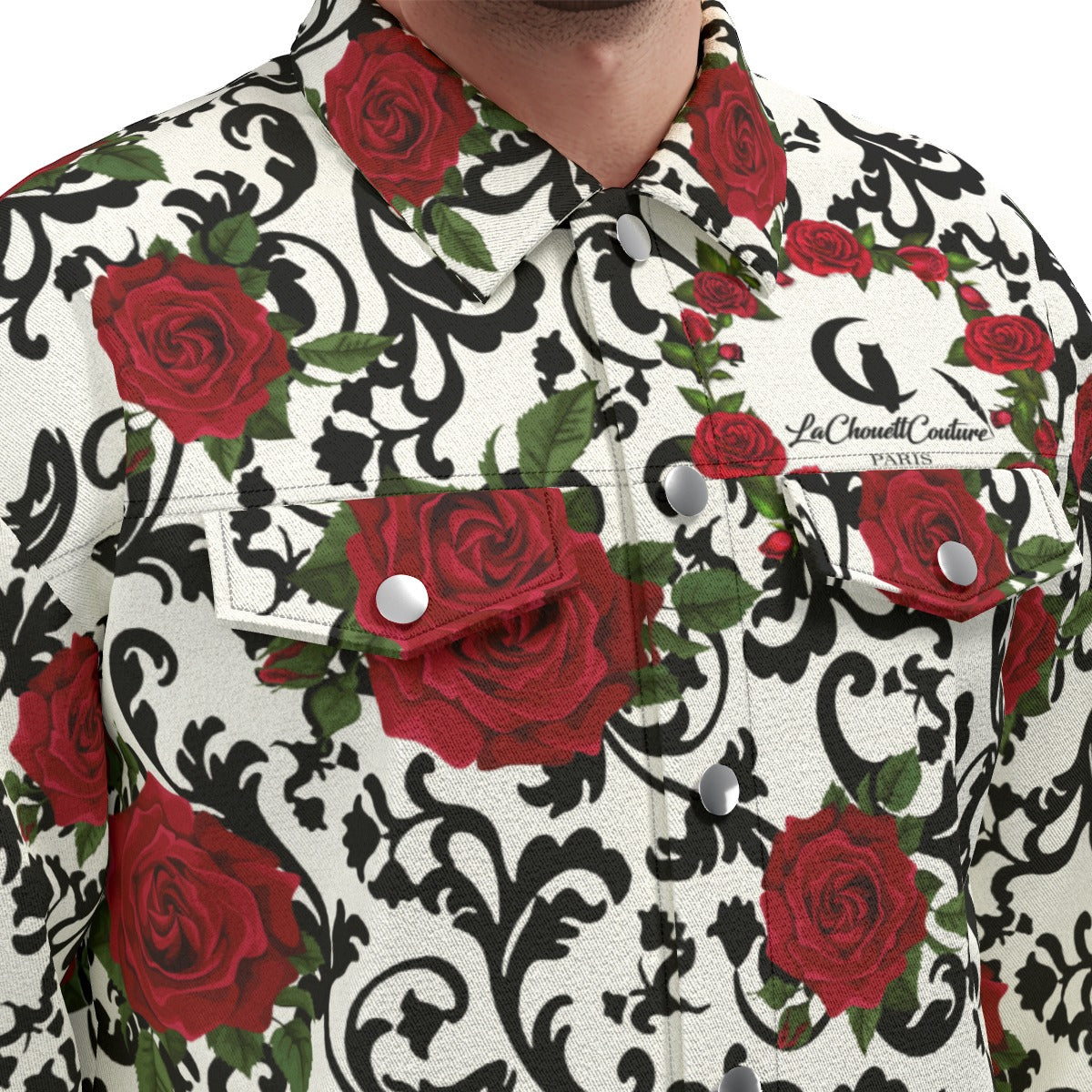 RED ROSES Unisex Lapel Jacket Cotton