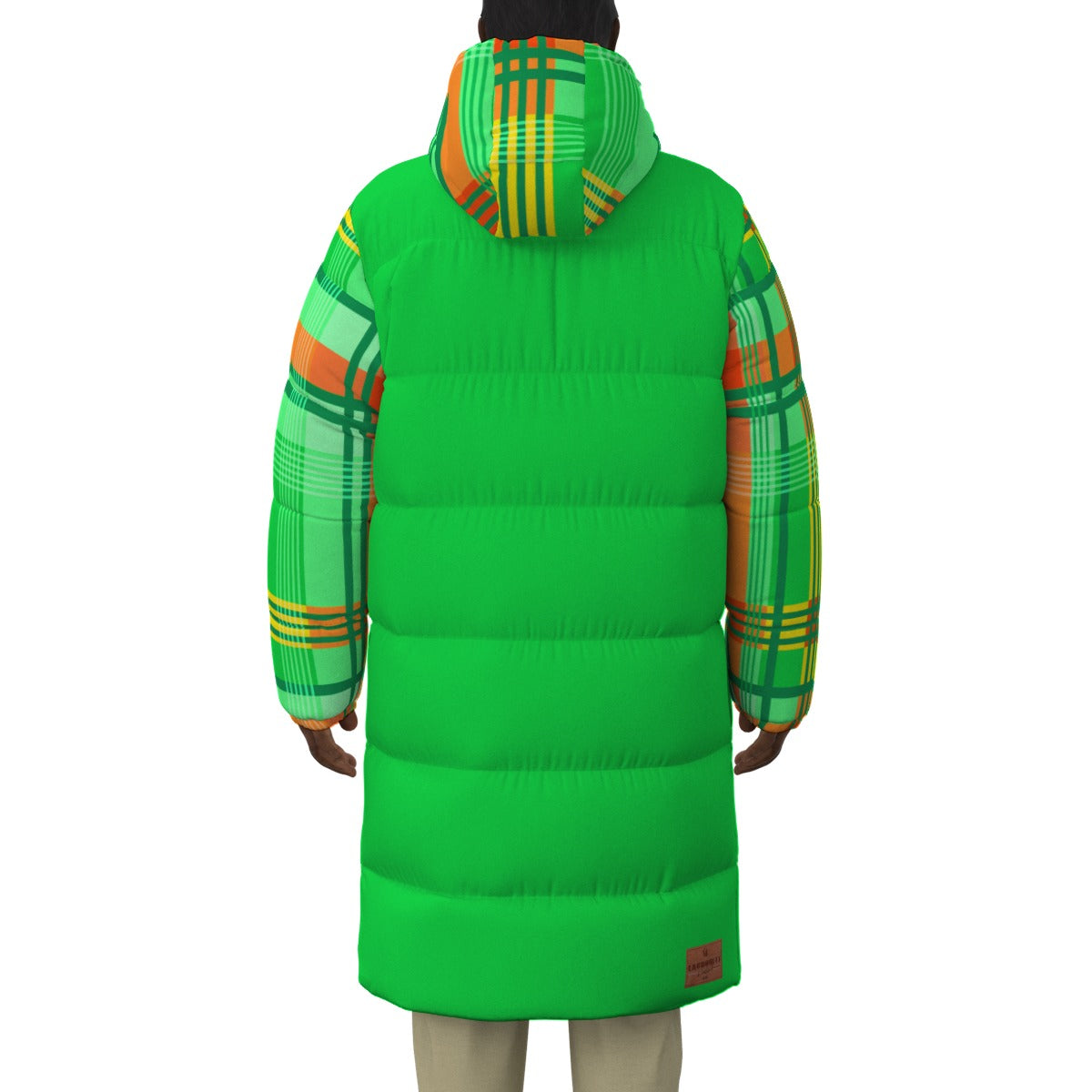 MADRAS GREEN1 Unisex Long Down Jacket