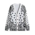 BANDANA WHT Unisex V-neck Cardigan With Button Closure