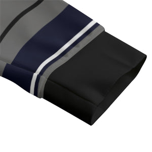 STRIPE UP NAVY GREY Unisex Lapel Collar Sweater