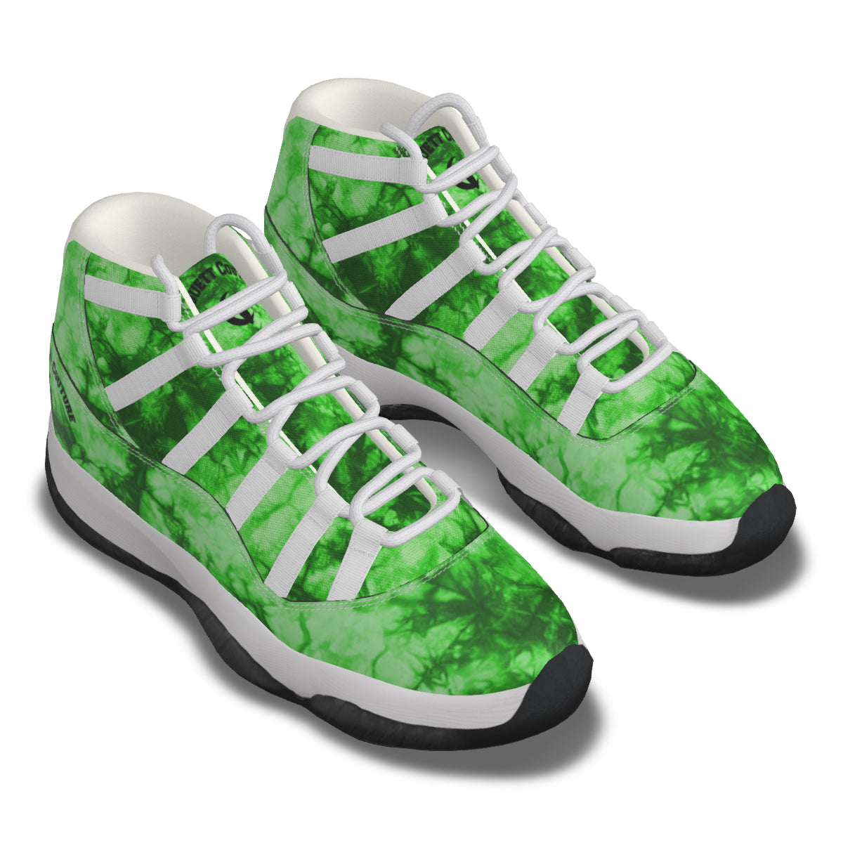 TIE DYE GREEN High Top Basketball Shoes