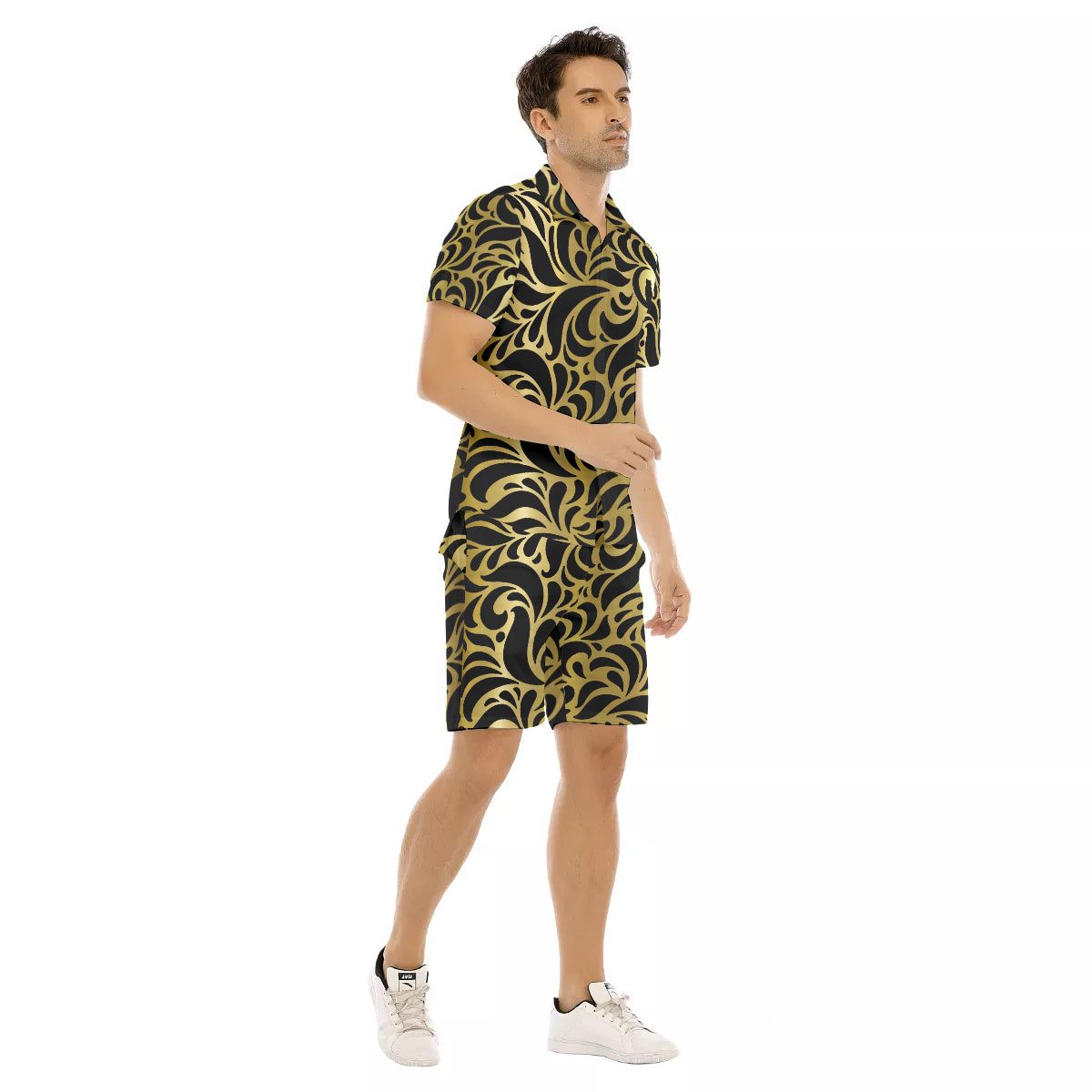 GORGEOUS LEAF GOLD Men's Short Sleeve Shirt Sets
