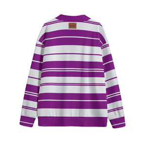 STRIPE UP GRAPES Unisex V-neck Cardigan With Button Closure