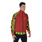 KENTE BUTAN RED Men's Stand Collar Jacket