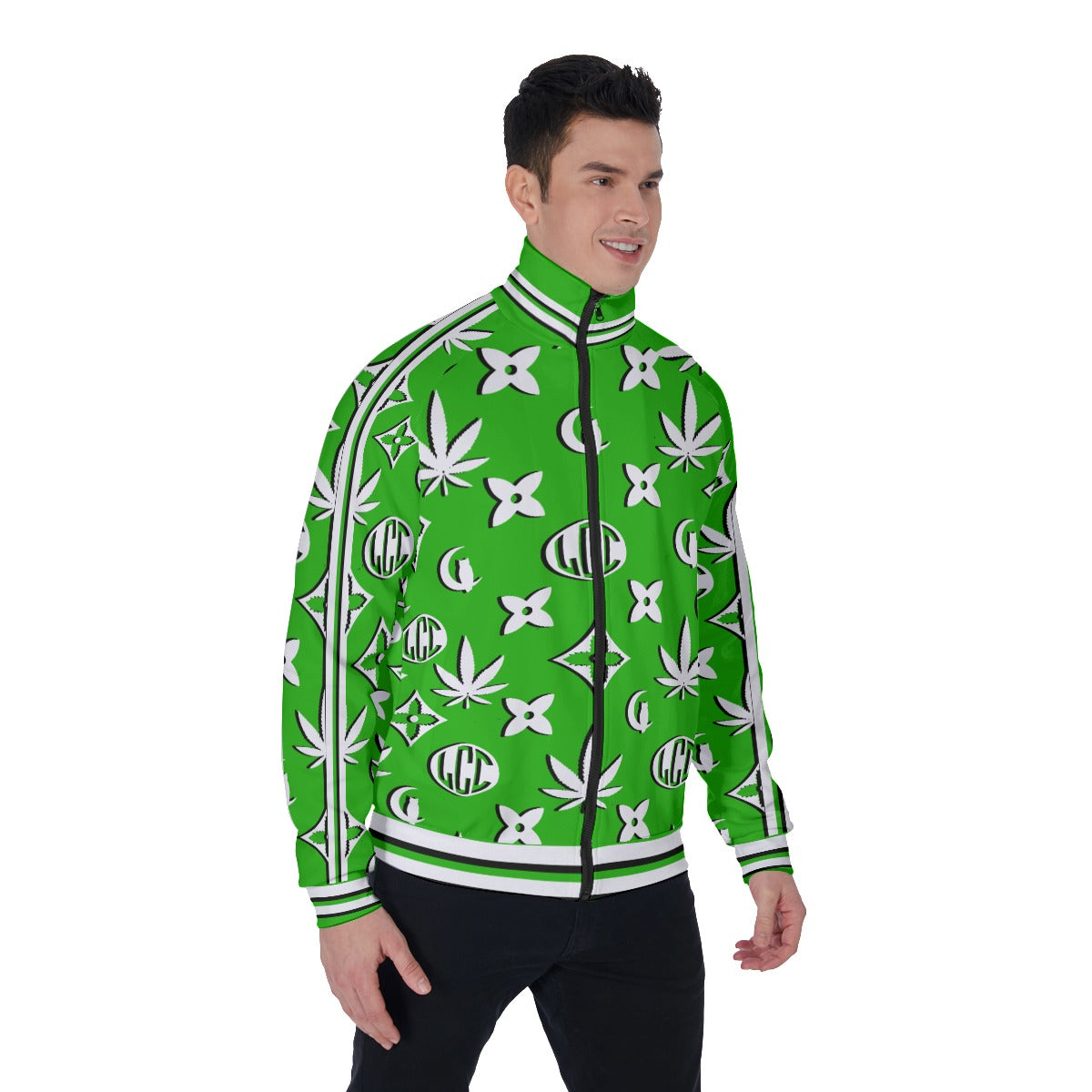 LCC WEEDY GREEN Men's Stand Collar Jacket