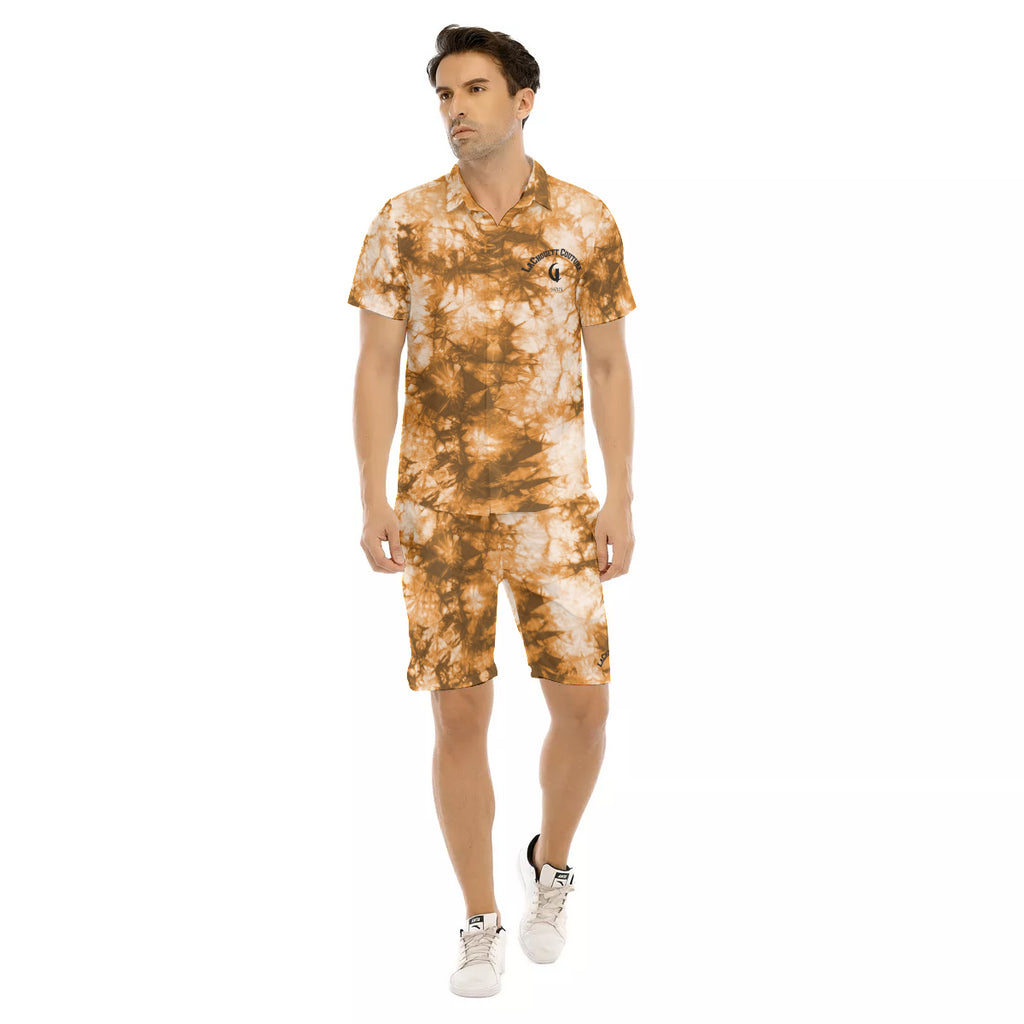 TIE DYE BROWN Men's Short Sleeve Shirt Sets