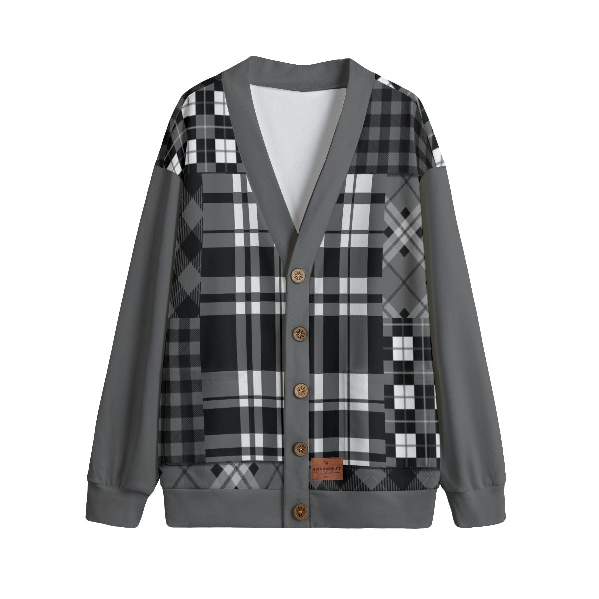 FLEXIN FLANNEL GREY Unisex Cardigan With Button Closure