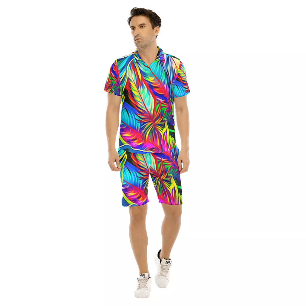 COLORING FEATHER Men's Short Sleeve Shirt Sets