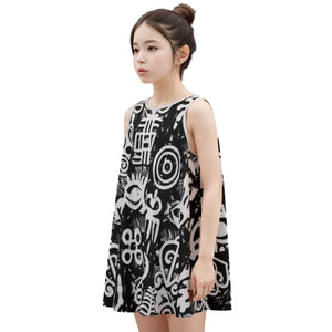 All-Over Print Kid's Sleeveless Dress | 180GSM Cotton