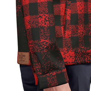 DUSTY PLAID RED Unisex Lapel Jacket  Cotton
