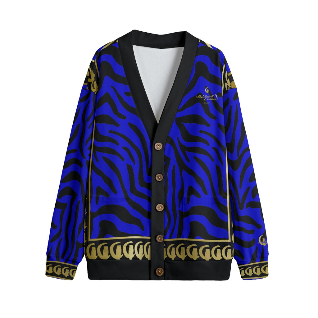 PRIVILEG BLUE Unisex V-neck Cardigan With Button Closure