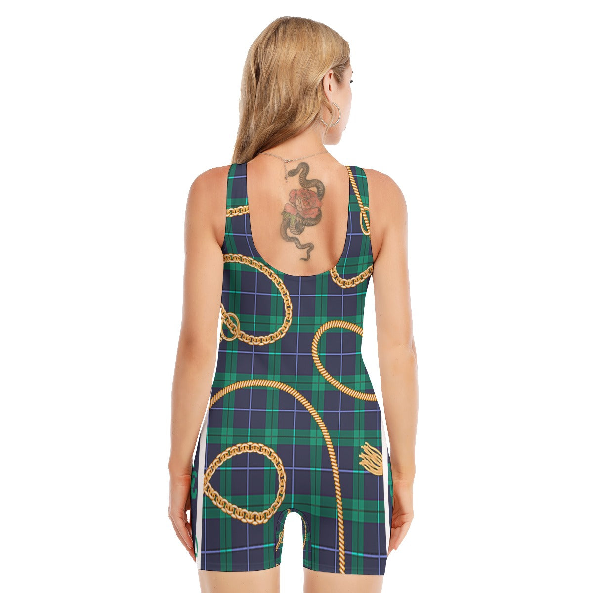 PLAID IN GOLD Women's Sleeveless One-piece Swimsuit
