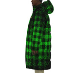 DUSTY PLAID GREEN Unisex Long Down Jacket