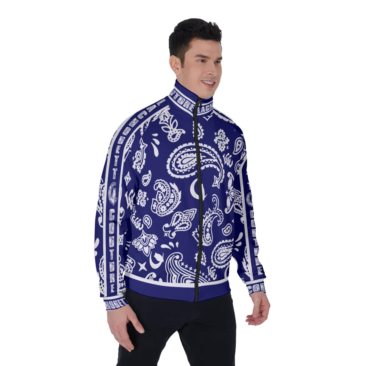 BANDANA PAISLEY NAVY Men's Stand Collar Jacket