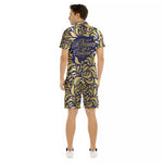GORGEOUS LEAF BLUE Men's Short Sleeve Shirt Sets