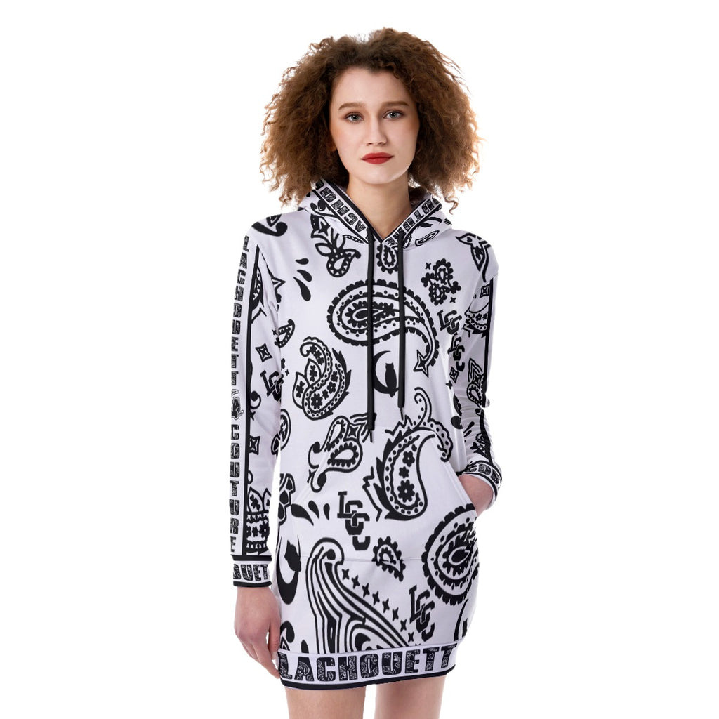 BANDANA PAISLEY WHT Women's Heavy Fleece Long Hoodie