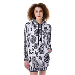 BANDANA PAISLEY WHT Women's Heavy Fleece Long Hoodie