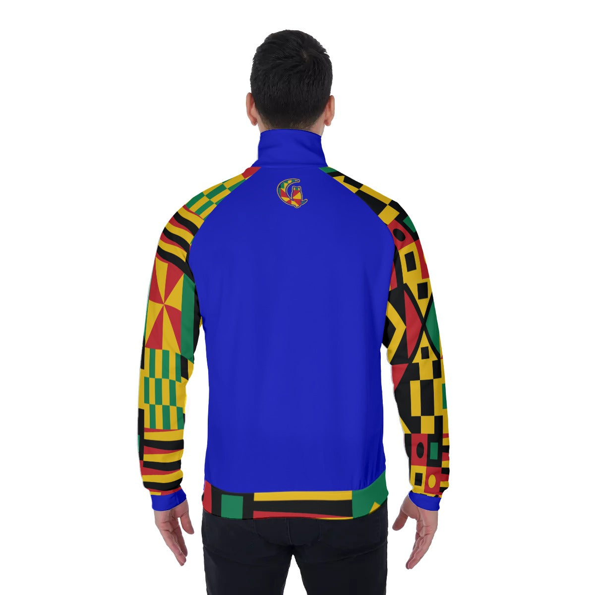 KENTE BUTAN BLUE Men's Stand Collar Jacket