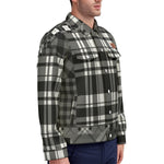 FLEXIN PLAID GREY Unisex Lapel Jacket Cotton