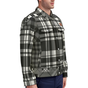 FLEXIN PLAID GREY Unisex Lapel Jacket Cotton