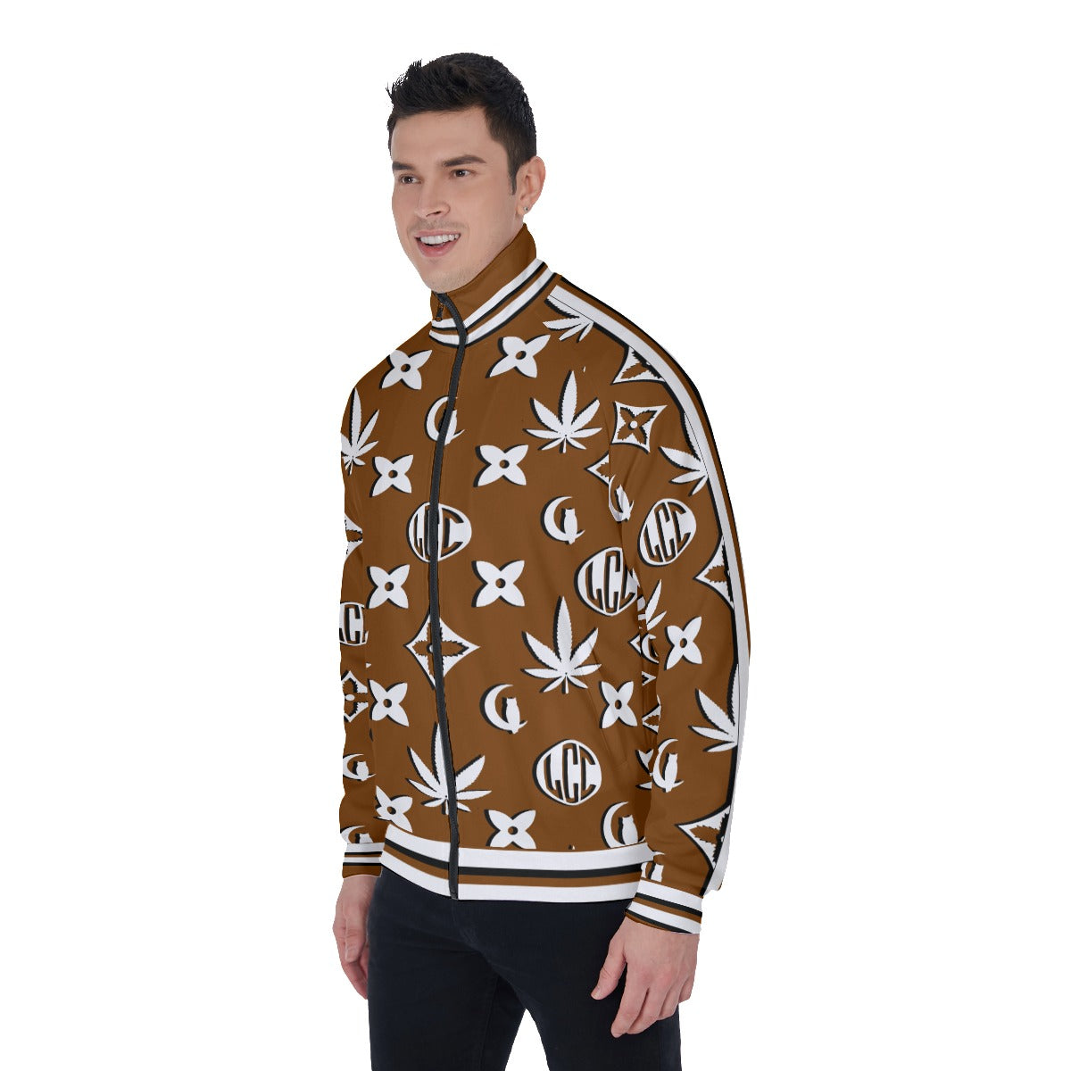 LCC WEEDY BROWN Men's Stand Collar Jacket