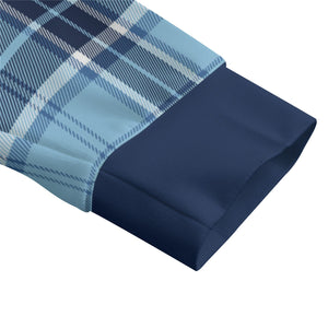 PLAID STYLE BLUE1 Unisex Lapel Collar Sweater