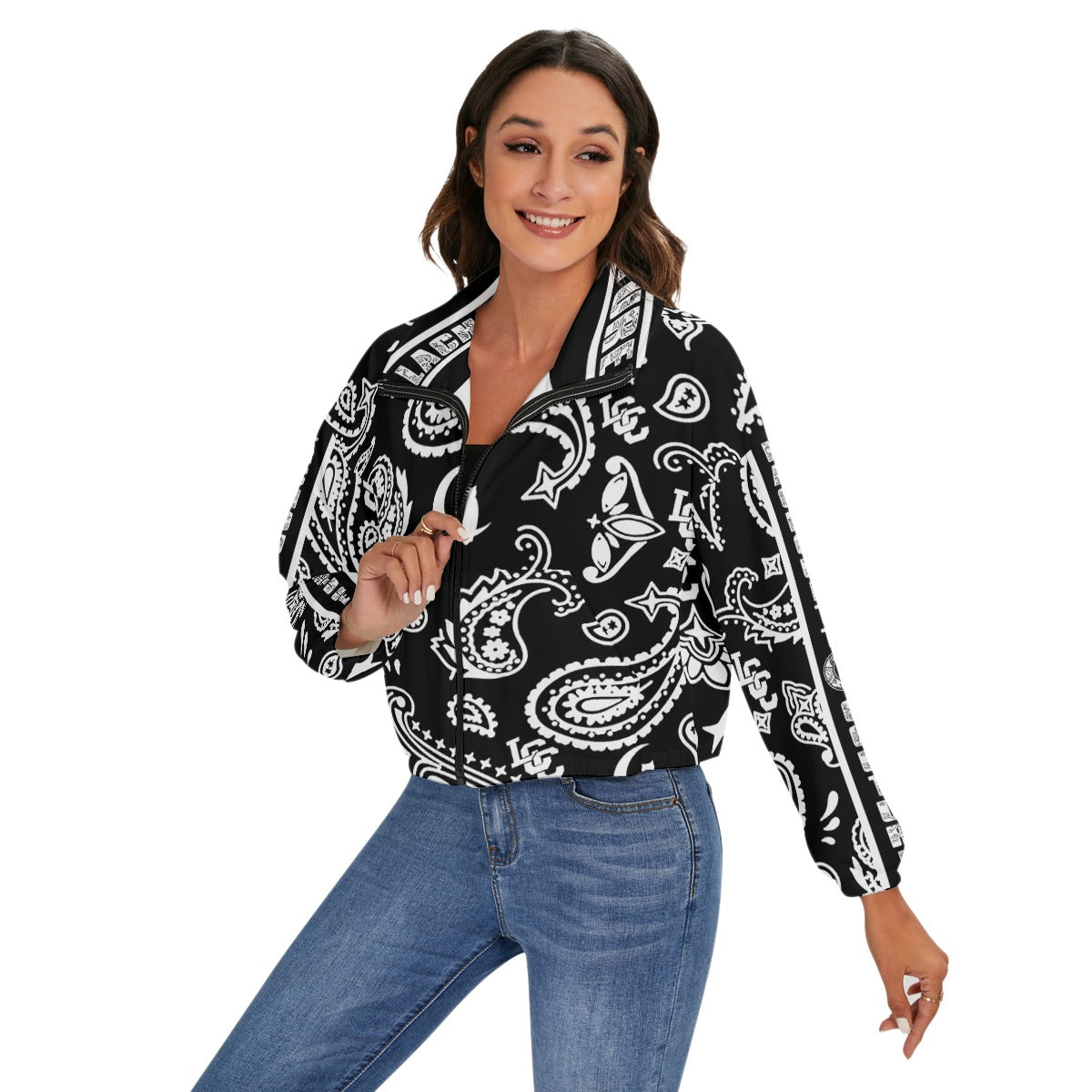 BANDANA PAISLEY BLC Women's Stand Collard Jacket