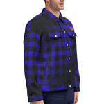 DUSTY PLAID BLUE Unisex Lapel Jacket Cotton