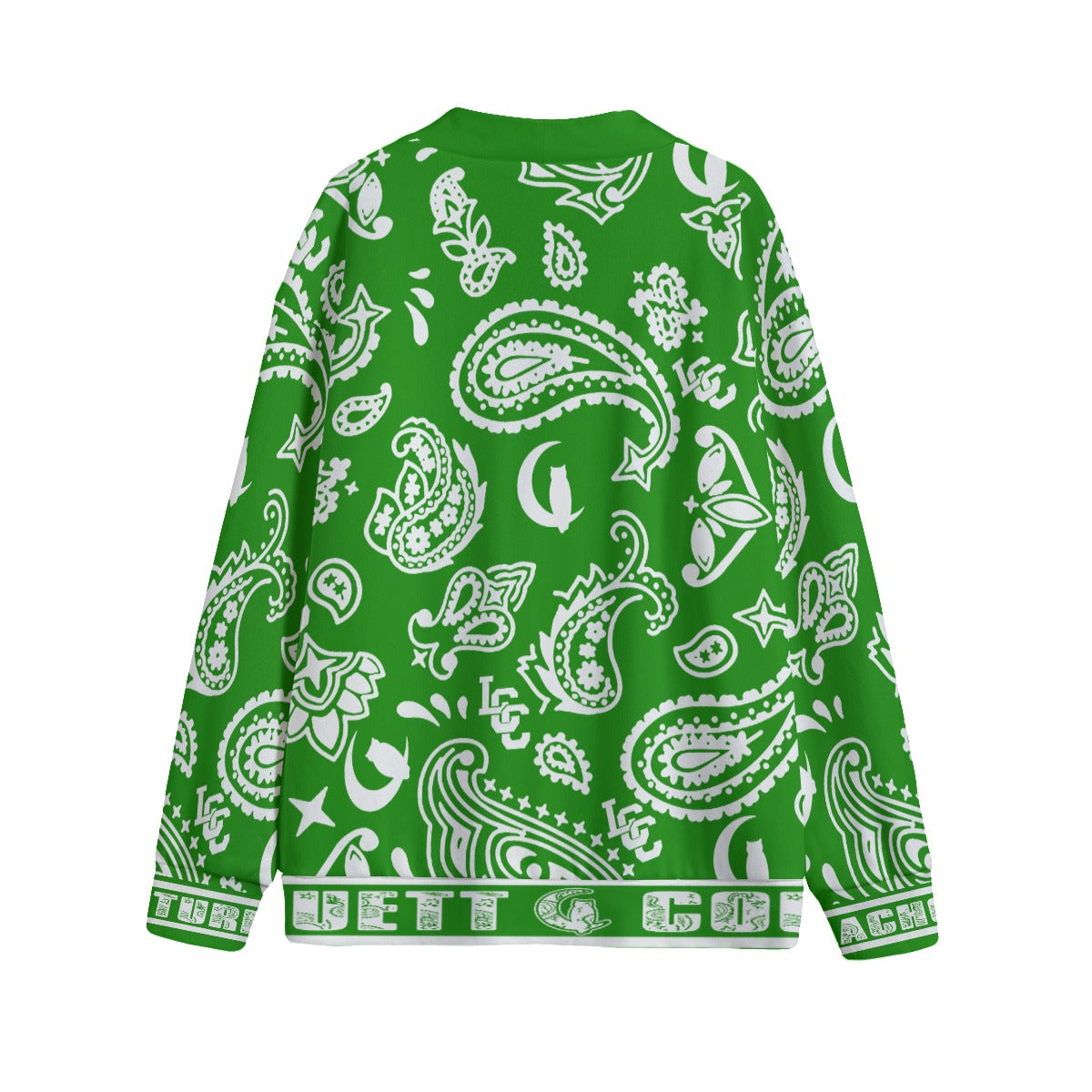 BANDANA PAISLEY GREEN Unisex Cardigan With Button Closure