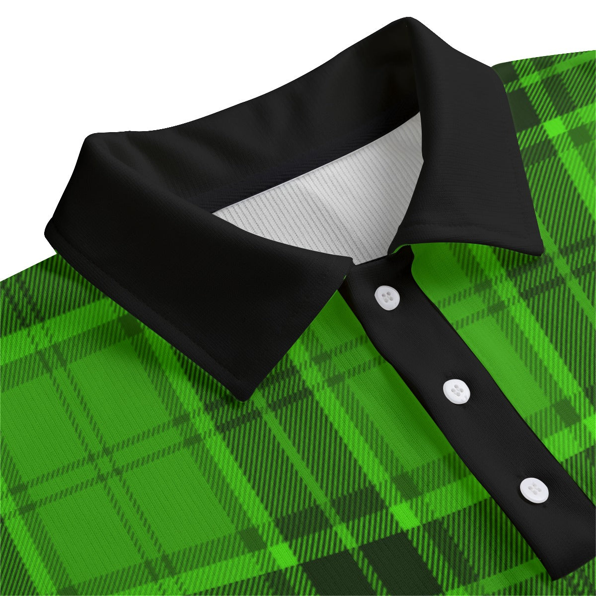 PLAID STYLE GREEN Unisex Lapel Collar Sweater