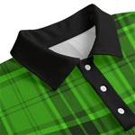 PLAID STYLE GREEN Unisex Lapel Collar Sweater