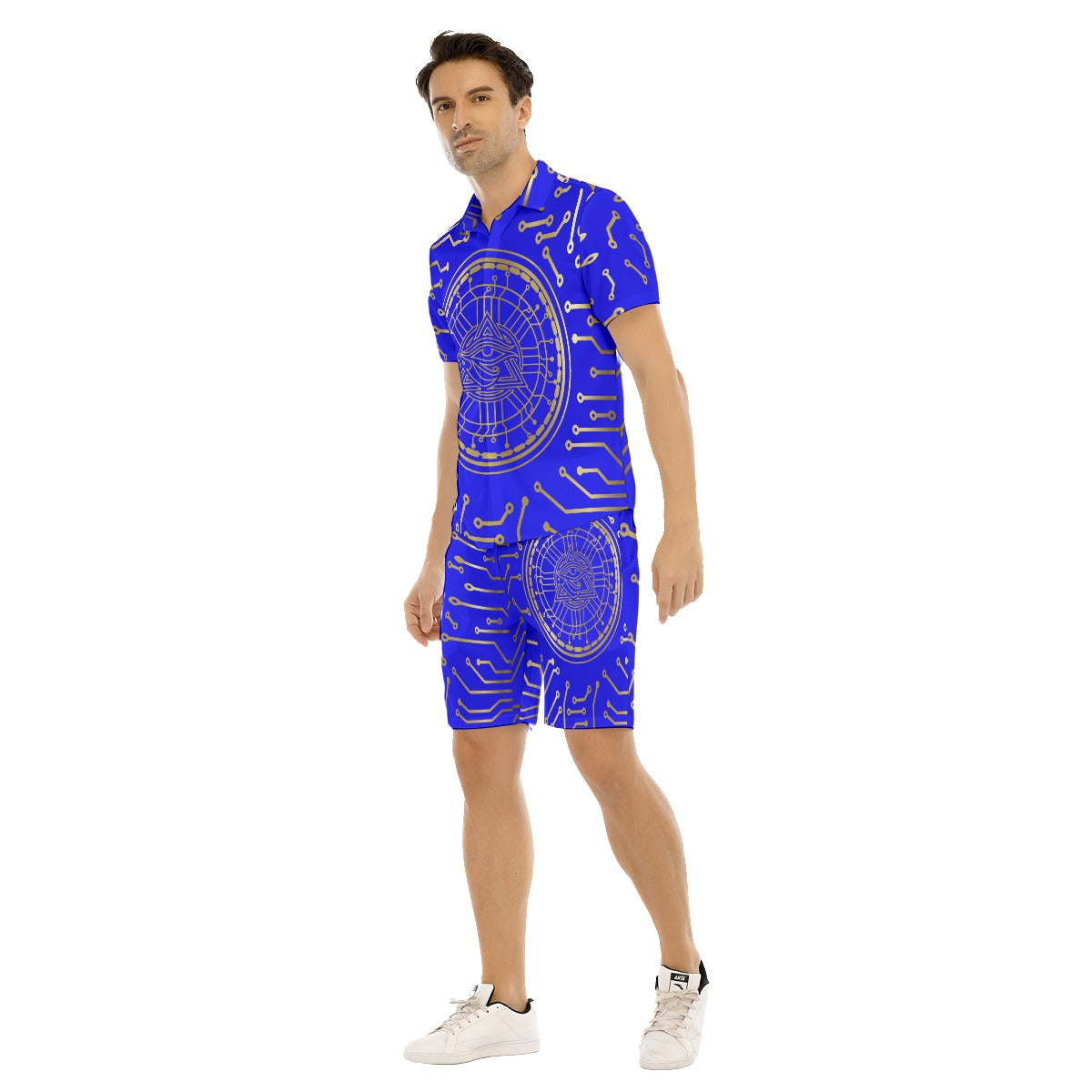 CRYPTO KMT BLUE Men's Short Sleeve Shirt Sets