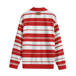 STRIPE UP BLOODY Unisex Lapel Collar Sweater