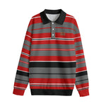 STRIPE UP BLOODY GREY Unisex Lapel Collar Sweater