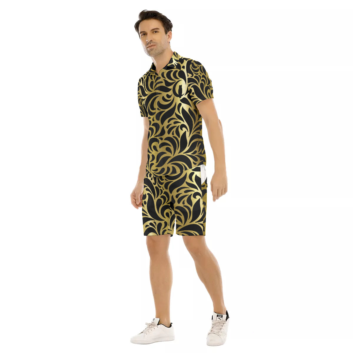 GORGEOUS LEAF GOLD Men's Short Sleeve Shirt Sets
