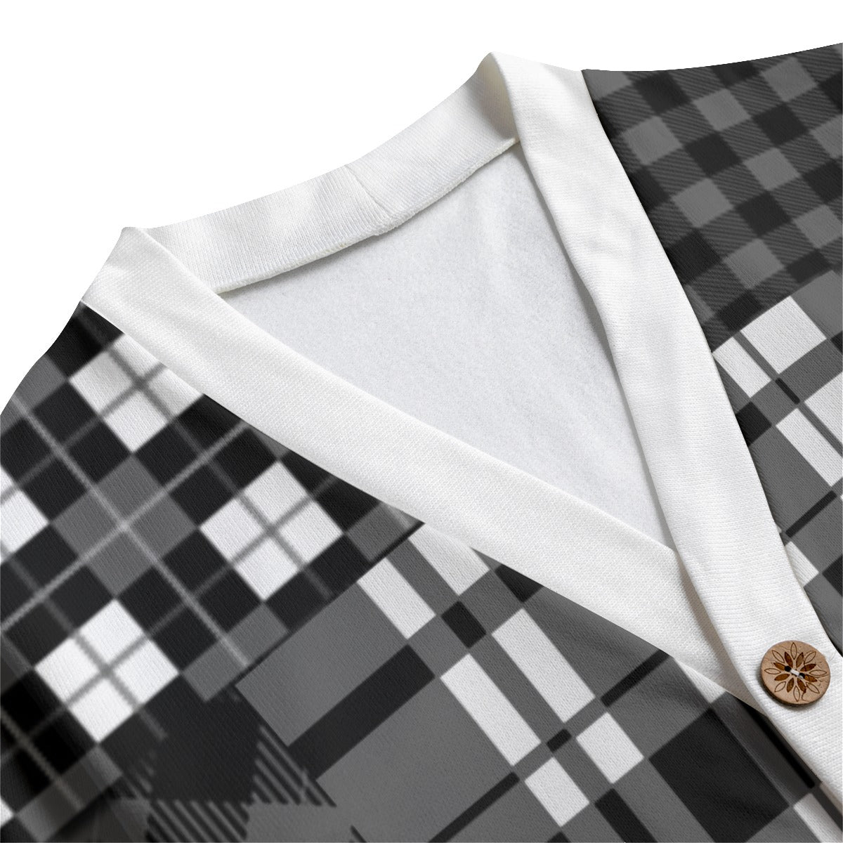 FLEXIN FLANNEL WHT Unisex Cardigan With Button Closure