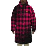 DUSTY PLAID PINKISH Unisex Long Down Jacket