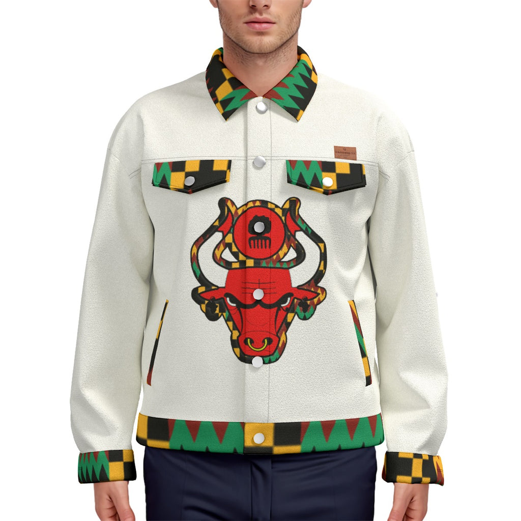 HATHOR KENTE Unisex Lapel Jacket Cotton
