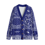 BANDANA MIX NAVY Unisex V-neck Cardigan With Button Closure